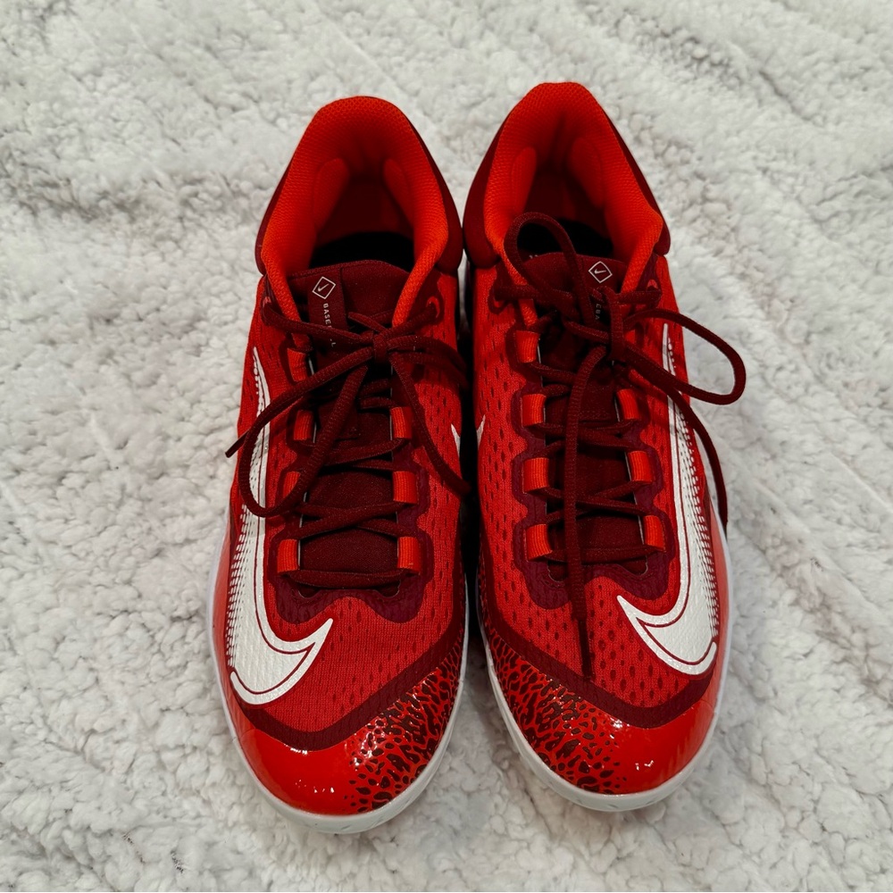 Nike Alpha React Huarache Elite Red + White Men’s Metal Baseball Cleats ⚾️ NWOT!